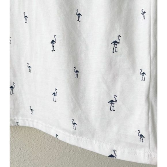 Galaxy by Harvic White/Navy Flamingo Print Tee Shirt size XL NWT - Picture 2 of 5